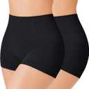 Nebility 2 Piece Slip Shapewear Shorts for Under Dresses Smooth Seamless Shaping Boyshorts Panties (XX-Large, Black 2 Pack)