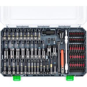 Magnetic Impact Nut Driver Set, Metric & SAE Driver Bit Set with Socket Adapters, Bit Holder, Wing Nut Driver, Universal Sockets, Quick Release Extension, Power Bits (86pcs Assorted)