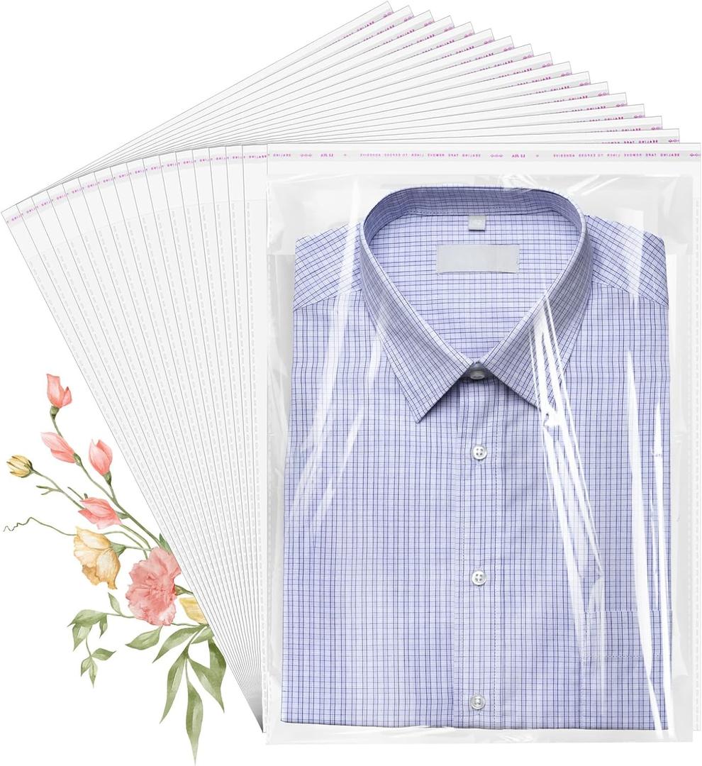 Cellophane Bags, 100 Pcs Resealable Clear Poly Bags for Clothes, Party Favors, Artwork & Decorative Wrappers(12x15)