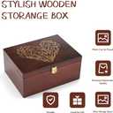 Larger Wooden Memory Keepsake Box with Hinged Lid & 8x10 Photo Frame Inside Lid Decorative Storage Box With a Hinge Lids for Pictures, Letters & Time Capsule Wooden Gift Box, 5.3 x 8.6 x 11.7