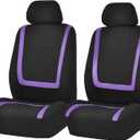 FH Group Car Seat Covers Front Set in Cloth - Car Seat Covers for Low Back Car Seats with Removable Headrest,Universal Fit,Automotive SeatCovers,Washable Car SeatCover for SUV,Sedan,Van Purple