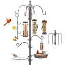 Bird Feeding Station Kit Pole Wild Bird Feeder Hanging Planter Hanger Multi Feeder Hanging with Metal Suet Feeder Bird Bath for Attracting Wild Birds