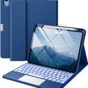 Harvopu Compatible with iPad Air 11 Inch & Air 5th/ Air 4th Generation Case with Keyboard - Multi-Touch Trackpad, 7-Color Backlit, Detachable Folio Keyboard Cover for Air 11-inch M4/M3/M2 (Navy Blue)