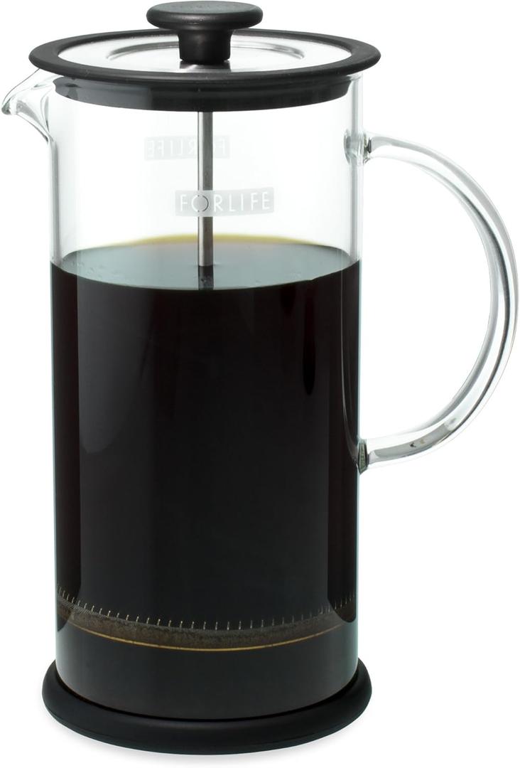 Forlife Cafe Style Glass Coffee/Tea Press 32-Ounce - Black