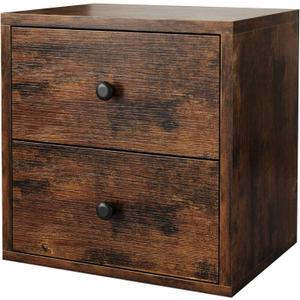 FUSUNBAO Magic DIY Cube Storage Organizer Stackable Cubes for Home Books Clothes Toy-Modular Cubby Storage System-Office Cubical-Bookcase Closet (Antique Brown, Drawer Cube)