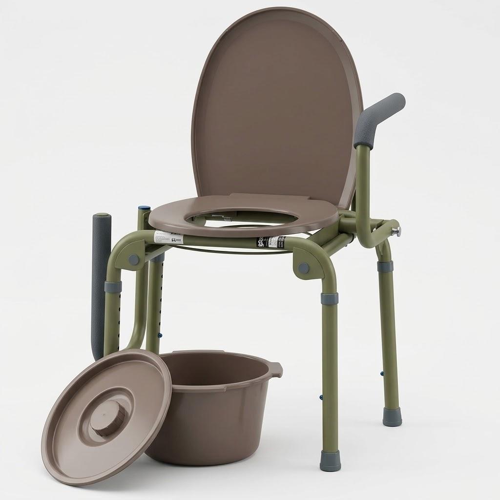 ProBasics Drop Arm Adjustable Bedside Folding Commode Chair Portable with Handles, for Elderly, Seniors, and Disabled People, Supports 300lbs, Adult Potty Chair