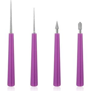 4Pcs Diamond Tipped Bead Reamer for Jewelry Making Beading Hole Enlarger Tool for Glass Plastic Metal Wood Beads, Remove Burrs, Enlarge Holes