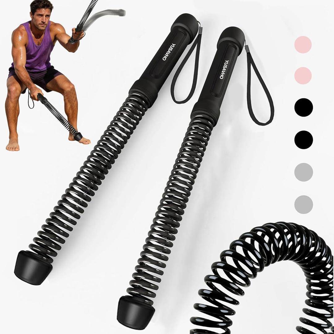 2 x Ropeless Battle Ropes for Home Gym-Portable Cordless Training Rope Fitness Equipment for Men & Women,Weighted Workout Ropes for HIIT,Versatile Exercise Equipment for Home and Travel(Black)