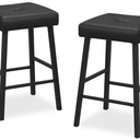 Bar Stools Set of 2, 24In Counter Height Bar Stools for Kitchen Island with Upholstered Saddle Seat, Black