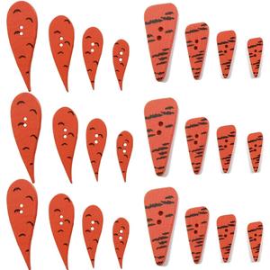 GXXMEI 200PCS Christmas Carrot Nose Buttons Christmas Wooden Buttons DIY Ornament Christmas Snowman DIY Decoration Craft, 4 Sizes, 2 Styles