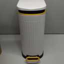SYNCVIBE Slim Bathroom Trash Can with Soft Close Lid Stainless Steel Garbage Can Step Trash Bin with Removable Inner Bucket for Bedroom, Office, Kitchen (Matt White, 3.5 Gallons)