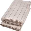 100% Linen Striped Hand Towels, 2-Pack 13x29 Inches - Thin Kitchen Tea Towel & Lightweight Reusable Dish Cloths with Hanging Loop, Soft Bathroom Cloth for Drying Dishes, Baking, Natural Gift