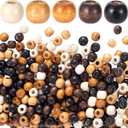 100pcs Large Hole Wooden Craft Beads, 5 Colors Natural Wood Beads for Hair, 9 x 10 mm Vintage Loose Spacer Round Jewelry DIY Beads for Macrame, Bracelets, Handmade Decor
