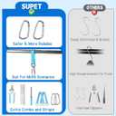 Supet Dog Grooming Hammock, Dog Hanging Harness for Nail Trimming Doorframe, Pet Holder Restraint for Clipping Nails, Pet Hoist Sling for Cutting Nails, Ear & Eye Cleaning, Medicine at Home (S) (Blue)