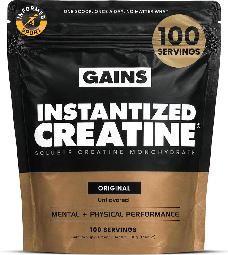 Gains in Bulk Instantized Creatine Monohydrate, Unflavored, 100 Servings, EXP 09/2028