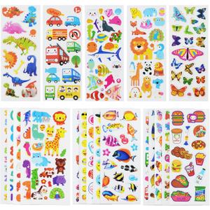 24 Sheets(500+) 3D Puffy Stickers for Toddlers Kids, Bulk Preschool Sticker Sheets for Reward, Craft, Scrapbooking Including Animal, Fruits, Dinosaurs, Fish and More