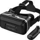 TECKNET VR Headset for Phone with Bluetooth Controller, 4.7-7.2" VR Headsets with HD 110FOV Anti-Blue Light Lenses & Adjustable Gears, 3D VR Headset for Kids Compatible iPhone Samsung Android (Black)