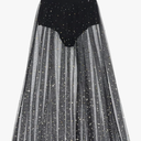 ebossy Women's Sexy 2 in 1 Sequin Mesh Maxi Skirt High Waist Tulle Sheer Tiered Beach Cover-ups , size -Medium