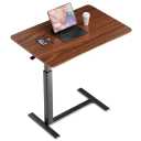 Sweetcrispy Overbed Bedside Table with Wheels, Adjustable Hospital & Home Use Bed Table, Rolling Laptop Table, Mobile Standing Desk, Rust