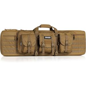Savior Equipment American Classic Tactical Double Long Gun Bag Pistol Transportation Case w/Backpack Strap, Lockable Compartment, Length in 32" 36" 42" 46" 51" 55" (Flat Dark Earth Tan)