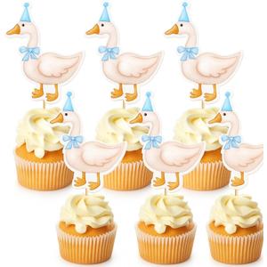 2 x Epakh 40 Pcs Silly Goose Cupcake Toppers Bulk Silly Goose Baby Shower Decorations Birthday White Cake Topper Decorations for Funny Theme Party Supplies Favors (Blue)