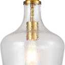 Glass Pendant Light Modern Brass 1 Light Single Dome Pendant Lighting Fixtures for Kitchen Island Dining Room Hallway, Dia 9 Inch, E26, UL Listed (Hammered)