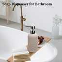 2pcs Hand Soap Dispenser Set, Sandstone Textured Resin Liquid Soap Dispensers for Bathroom Countertop, Heavy & Sturdy Dish Wash Soap Dispenser for Kitchen, Matte Beige