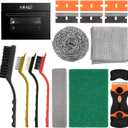 Heavy Duty Oven Cleaner Brush Kits, 12 Pcs Oven Cleaning Tools Accessories, Include Razor Blade Scraper, Crevice Cleaning Brush, Steel Wool Scrubber, Scrub Sponges,Cleaning Rags