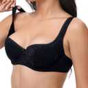 Oscrenia Balconette Bra for Women Demi Balcony Bras Underwire Push Up Half Cup(Black,34D) (Black)