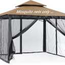 10x12 Gazebo Replacement Mosquito Netting, 4-Panel Sidewall Screen with Zipper Universal Black (10'x12')