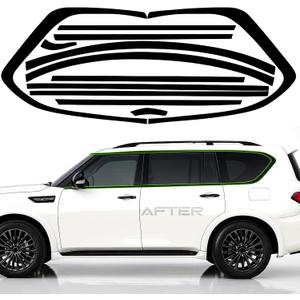 Side Window Trim Chrome Delete Vinyl Wrap Overlay fit for Infiniti QX80 2018 2019 2020 2021 2022 2023 2024 Accessories with Blackout Film Gloss Black Kit