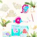 2 x 24 Sets Valentines Cards with Art Supplies-Ocean Sea Animal Wood Painting Craft Kits,DIY Unfinished Wooden Octopus,Whale,Dolphin,Seahorse,Starfish,Fish for Valentines Day Gift Exchange Art Project