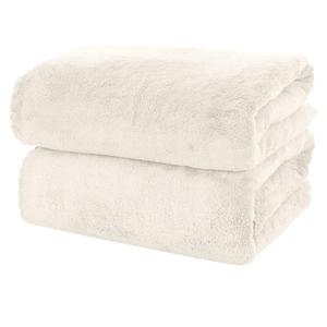 MOONQUEEN 2 Pack Premium Bath Towel Set - Quick Drying - Microfiber Coral Velvet Highly Absorbent Towels - Multipurpose Use as Bath Fitness, Bathroom, Shower, Sports, Yoga Towel (Cream)
