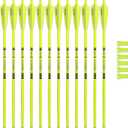Crossbow Bolts 20inch Fluorescence Color Carbon Crossbow Hunting Arrows with 4" Vanes and Replaced Arrowhead(12 Pack) (Fluorescein Yellow)