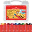 Faber-Castell Beeswax Crayons in Durable Storage Case: Non-Toxic Jumbo Triangle Crayons for Toddlers, Travel-Friendly Toddler Art Supplies for Kids (Ages 3+) (24 Count)