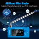 Si4732 ATS Mini Radio Pocket Radio - AM/FM/LSB/USB/CW/RTTY All Band Receiver with 800mAh Battery, Built-in Headphone Amplifier, Hi-Z Circuit and Robust ESD Antenna Protection (Blue)