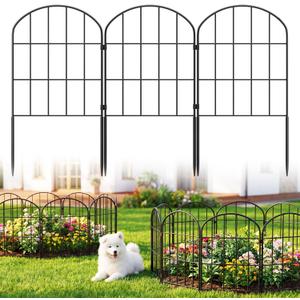 Decorative Garden Fence No Dig Fencing 10 Pack, 11ft (L) x 24in (H) Rustproof Metal Wire Panel Border Animal Barrier,Apply to Dog Fencing Outdoor for The Yard