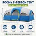 Simple Deluxe 8 Person Cabin Tents for Camping, Outdoor Tent 5-Minute Quick Setup with Mesh Doors, Windows, Waterproof & Sturdy Poles, Ideal for Family Camping, Hiking Outdoor Use, Blue, 8 Person