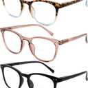 Ryegis 3-Pack Retro Square Bifocal Reading Glasses Women,Spring Hinge Computer Readers,Anti UV Ray Blue Light Blocking Eyeglasses 1.75