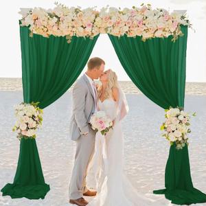 Emerald Green Backdrop Curtain Backdrop Curtains 10FTx10FT 2 Panels Chiffon Fabric Wedding Drapes Semi Sheer Curtains for Backdrop Baby Shower Background Backdrop Drapes for Arch Party Birthday Decor