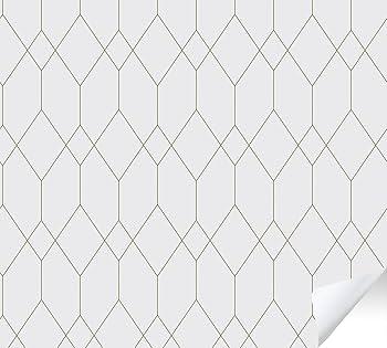 Drawer and Shelf Liner for Kitchen Cabinets: Non Adhesive, Non Slip, Thick Strong Grip Waterproof Washable for Kitchen Cabinets, Drawer, Fridge, Wire Shelving (69"x37")Stylish Geometric Pattern in White with Black Lines Adds a Modern Touch to Any Space