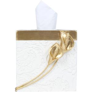 Hymmah Modern Square Tissue Box Cover Holder,Bathroom Accessories Decor Unique Design Tissue Box Cover for Bathroom Vanity Counter Tops Also Great for Bedrooms and Living Rooms (Common Callalily)