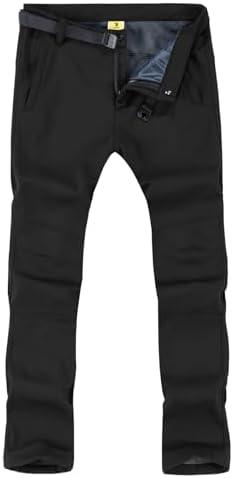 TBMPOY Men's Snow Ski Hiking Pants Waterproof Winter Fleece Lined Pants Camping Skiing Ice Fishing Pants with Belt M