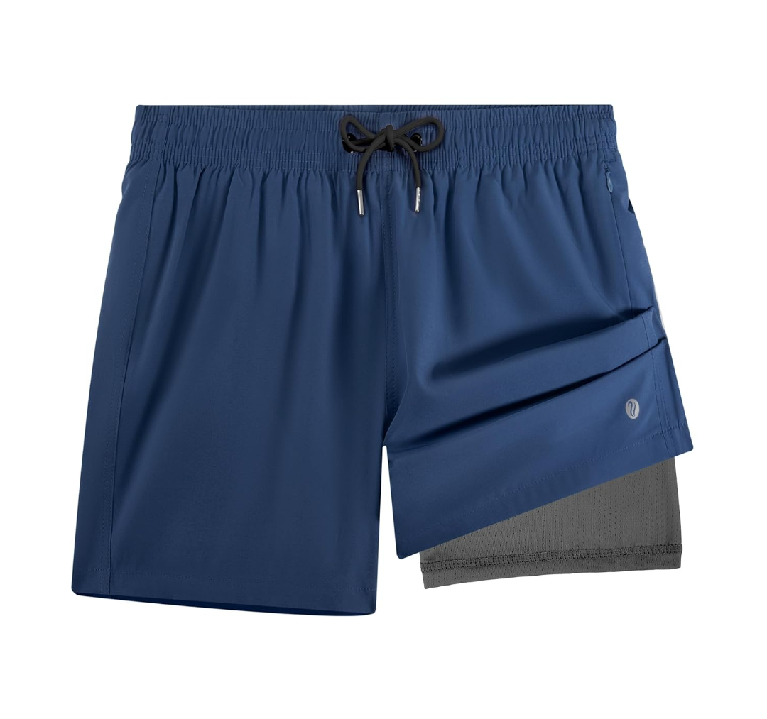 XL BRISIRA Mens Swim Trunks 5 Inch Compression Liner Beach Swim Shorts Bathing Suit Quick Dry 4-Way Stretch Pockets, XL 