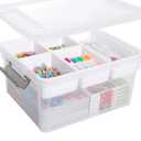 Citylife 17 QT Plastic Storage Box with Removable Tray Craft Organizers and Storage Clear Storage Container for Organizing Bead, Tool, Sewing, Playdoh