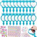 Geetery 20 Pcs Unbreakable Kids Mirror DIY Decorate Your Own Princess Mirror Mermaid Princess Foam Small Crafts for Princess Party Decorations (Blue)