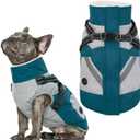 IECOii Dog Winter Coat Waterproof - Dog Coat with Harness Built in for Medium Dogs,Thermal Warm Fleece Lined with Zip Up Cold Weather Jacket,Reflective Snowsuit for Outdoor, Turquoise Green,M (Medium(Chest:20.9 in))