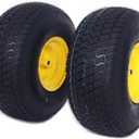 20x8.00-8 Tubeless Rear Tires, 3.5" Offset Hub, 3/4" Borehole with 3/16" Keyway, 4-Ply, Replacement for Riding Lawn Mowers, 2-Pack,yellow