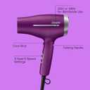 Conair Worldwide Folding Handle Hair Dryer with Concentrator & Diffuser, 1875W Travel Blow Dryer with Smart Voltage Technology, Ionic Conditioning Fights Frizz, 3 Heat & 2 Speed Settings, Purple