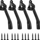4 Packs Door Stopper, 4 Inch Kickdown Door Stop for Bottom of Door Kick Down Door Stoppers Kickstand Replacements, Heavy Duty Metal Doorstop Door Holder with Rubber Tip, Black